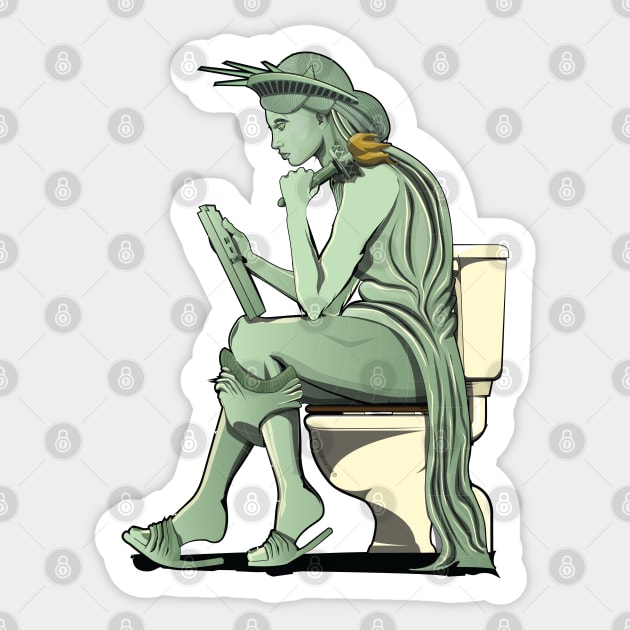 Statue of Liberty on the Toilet Sticker by InTheWashroom